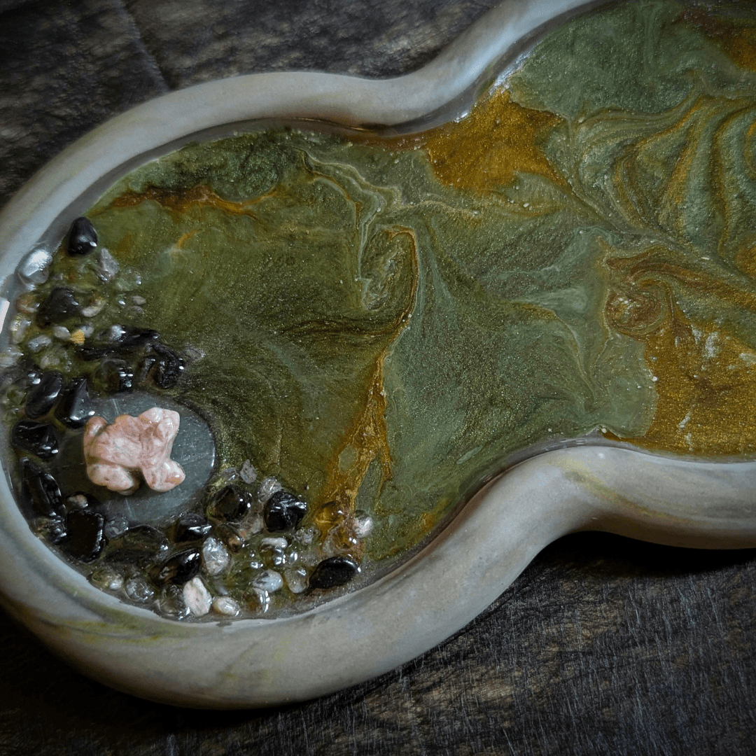 Gentle Landing Place - Handcrafted Tray with Crystals
