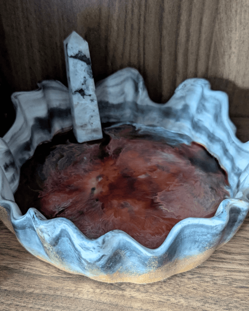 Moonstone Fire - Handcrafted Bowl with Crystals