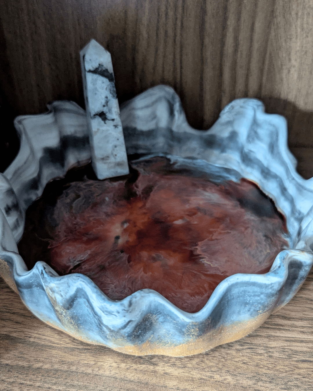 Moonstone Fire - Handcrafted Bowl with Crystals