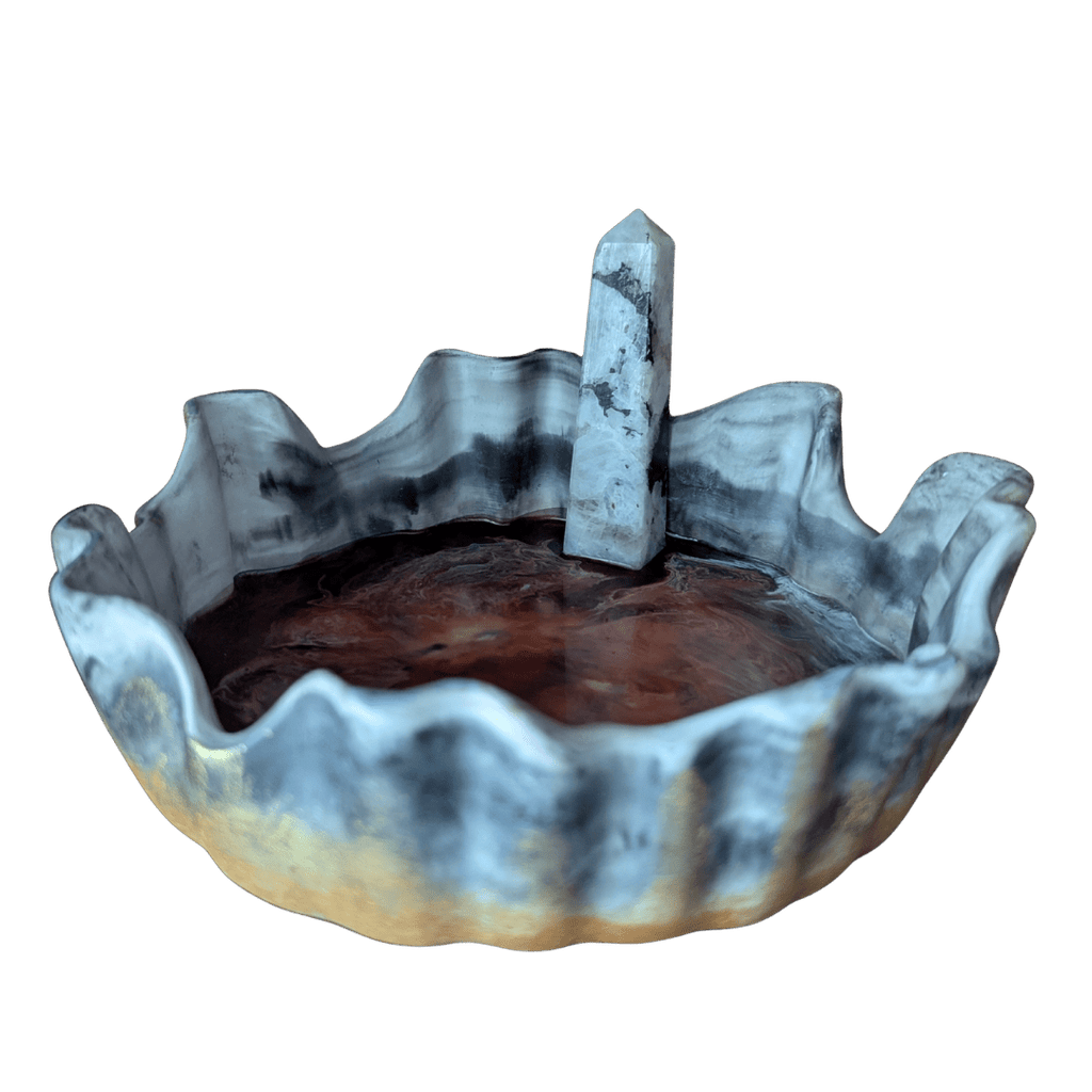 Moonstone Fire - Handcrafted Bowl with Crystals