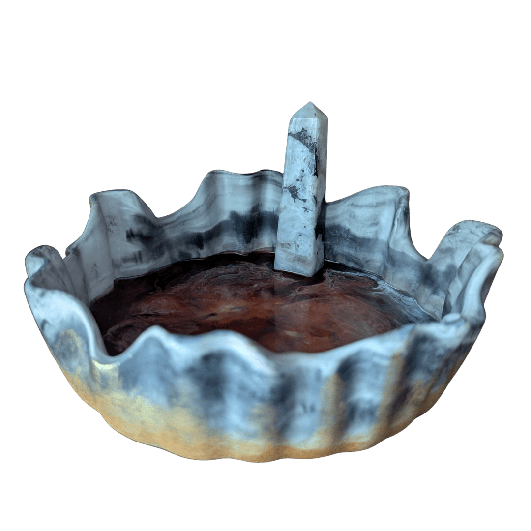 Moonstone Fire - Handcrafted Bowl with Crystals